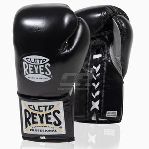 Guantes de boxeo Cleto Reyes Profesional CB2 Negro-Plata con cordones