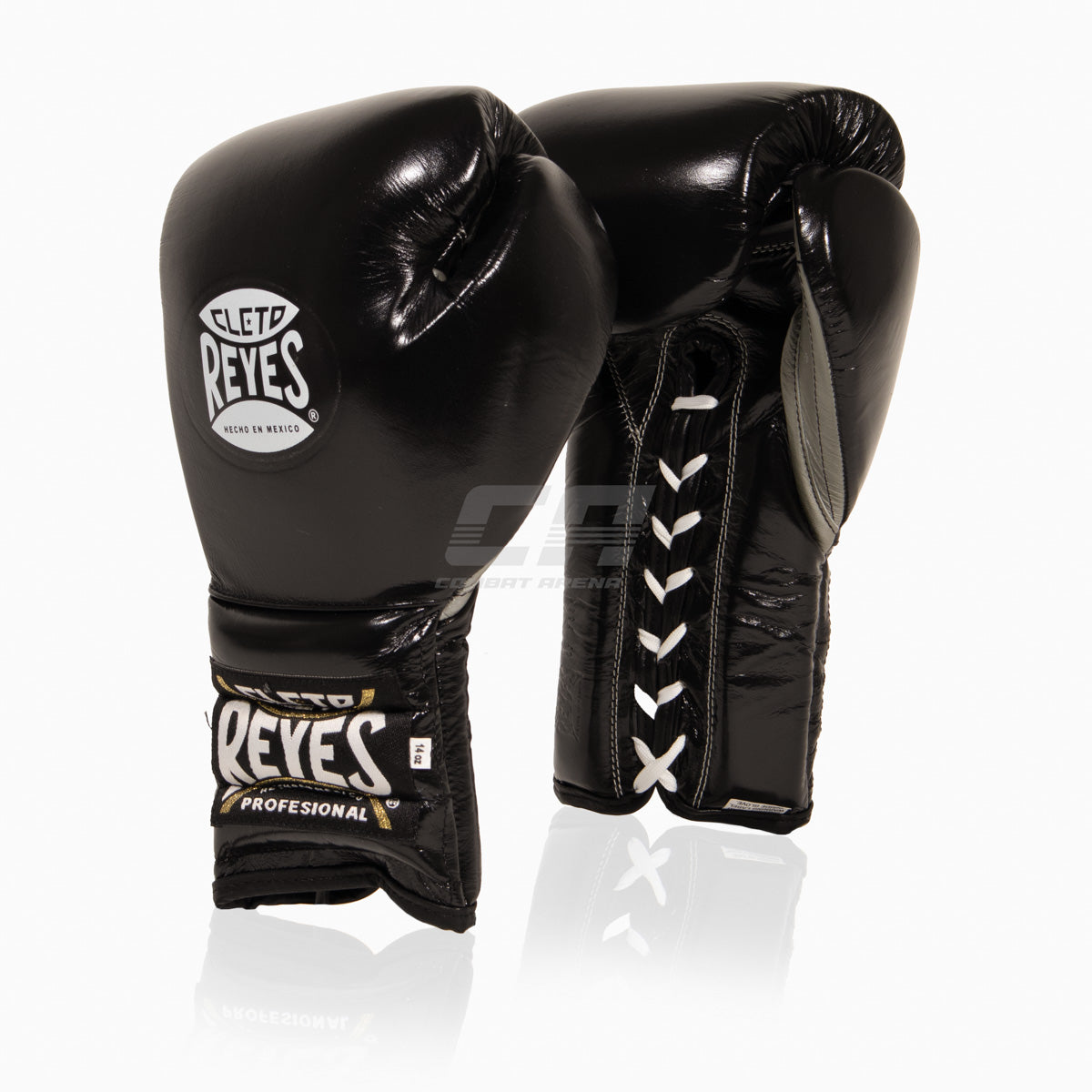 Guantes de boxeo Cleto Reyes Entrenamiento Tradicional CE4 Negro-plata con  cordones