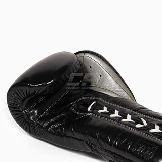 Guantes de boxeo Cleto Reyes Entrenamiento Tradicional CE4 Negro-plata con cordones