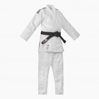 Judogi blanco Adidas J730 Champion III IJF slim rayas Italia