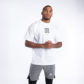 Camiseta Boxraw HRDR FSTR SMTR Oversize Blanco