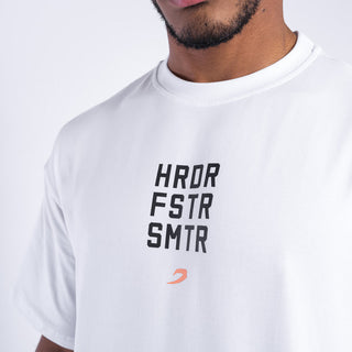 Camiseta Boxraw HRDR FSTR SMTR Oversize Blanco