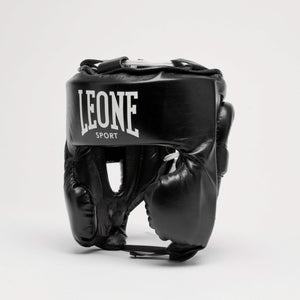 Casco Leone Deporte Augusto Classico Negro con Protector de Mejillas 