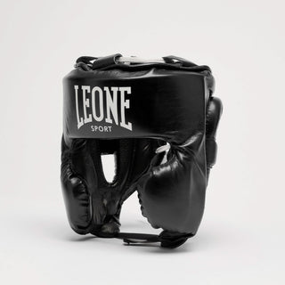 Casco Leone Deporte Augusto Classico Negro con Protector de Mejillas 