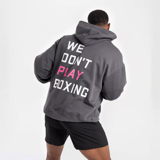 Sudadera Boxraw We Don't Play Boxing oversize con capucha Gris-rosa-Combat Arena
