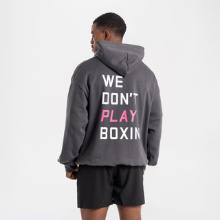Sudadera Boxraw We Don't Play Boxing oversize con capucha Gris-rosa-Combat Arena