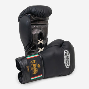 Guantes de boxeo Di Nardo con Cordones 12 Oz Negro-plata oscuro-Combat Arena