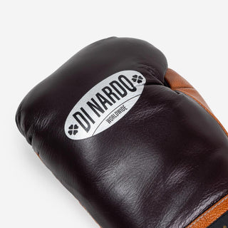 Guantes de boxeo Di Nardo con Cordones 14 Oz Borgoña-coñac-Combat Arena