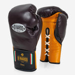 Guantes de boxeo Di Nardo con Cordones 16 Oz Borgoña-amarillo-Combat Arena