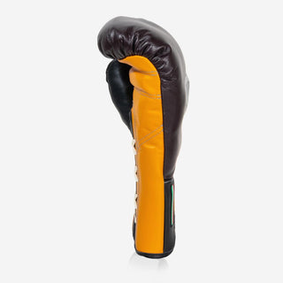Guantes de boxeo Di Nardo con Cordones 16 Oz Borgoña-amarillo-Combat Arena