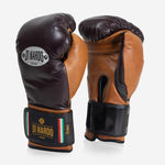 Guantes de boxeo Di Nardo con Velcro 12 Oz Borgoña-coñac-vintage-Combat Arena