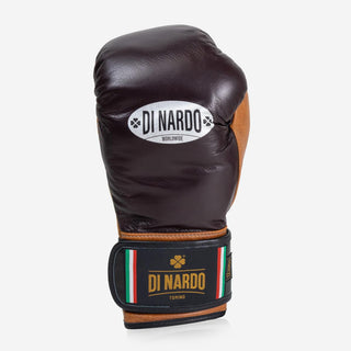 Guantes de boxeo Di Nardo con Velcro 12 Oz Borgoña-coñac-vintage-Combat Arena