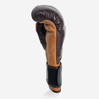 Guantes de boxeo Di Nardo con Velcro 12 Oz Borgoña-coñac-vintage-Combat Arena
