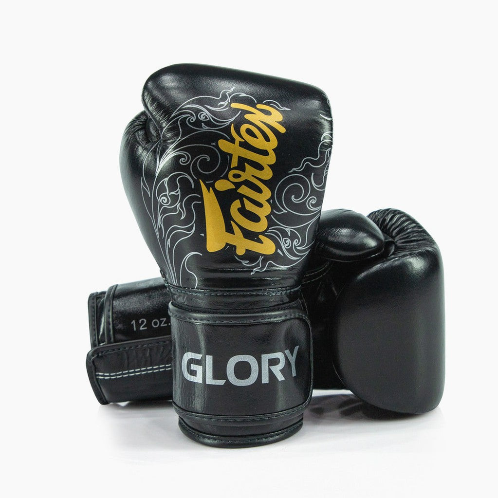 Guantes de boxeo Fairtex x Glory BGVG3 Negro-plata-Combat Arena