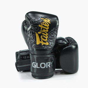 Guantes de boxeo Fairtex x Glory BGVG3 Negro-plata-Combat Arena