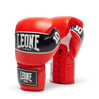 Guantes de boxeo Leone Shock Pro con cordones GN057L Rojo 