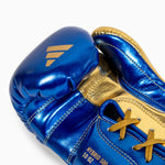 Guantes de boxeo Adidas Hybrid 500 Pro con Cordones Azul-oro 