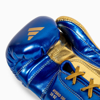 Guantes de boxeo Adidas Hybrid 500 Pro con Cordones Azul-oro 