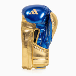 Guantes de boxeo Adidas Hybrid 500 Pro con Velcro Azul-oro 