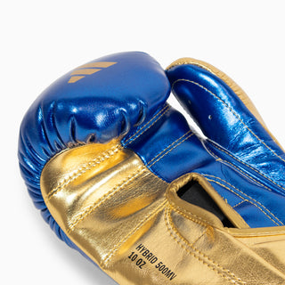 Guantes de boxeo Adidas Hybrid 500 Pro con Velcro Azul-oro 