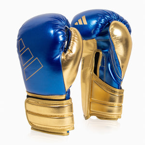 Guantes de boxeo Adidas Hybrid 500 Pro con Velcro Azul-oro 