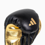 Guantes de boxeo Adidas Hybrid 500 Pro con Velcro Negro-oro 