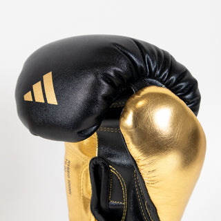 Guantes de boxeo Adidas Hybrid 500 Pro con Velcro Negro-oro 