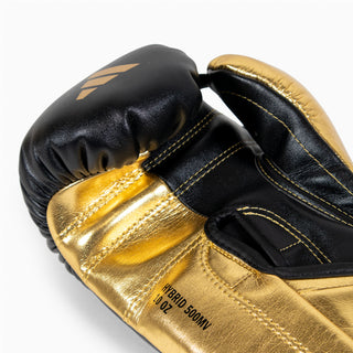 Guantes de boxeo Adidas Hybrid 500 Pro con Velcro Negro-oro 