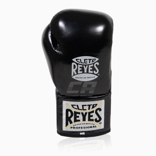 Guantes de boxeo Cleto Reyes Professional CB2 Negro-Plata con cordones 