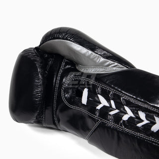 Guantes de boxeo Cleto Reyes Professional CB2 Negro-Plata con cordones 