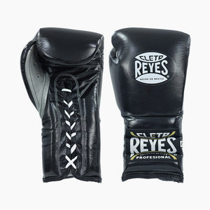 Guantes de boxeo Cleto Reyes Entrenamiento tradicional CE4 Negro-plata con cordones