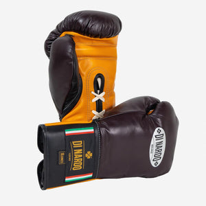 Guantes de boxeo Di Nardo con Cordones 16 Oz Borgoña-amarillo 