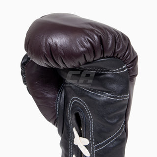 Guantes de boxeo Di Nardo con cordones Borgoña-Negro 14 oz 