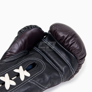 Guantes de boxeo Di Nardo con cordones Borgoña-Negro 14 oz 