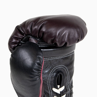 Guantes de boxeo Di Nardo con cordones Borgoña Negro 