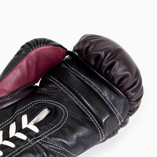 Guantes de boxeo Di Nardo con cordones Borgoña Negro 