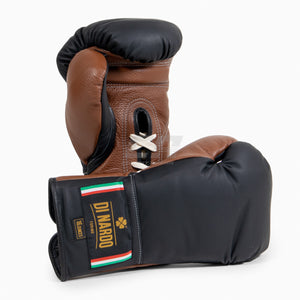 Guantes de boxeo Di Nardo con cordones Negro-Marrón 16 oz 
