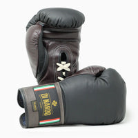 Guantes de boxeo Di Nardo con cordones Negro-Burdeos 14 oz