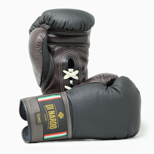 Guantes de boxeo Di Nardo con cordones Negro-Burdeos 14 oz
