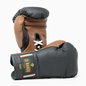 Guantes de boxeo Di Nardo con cordones Negro-Marrón 16 oz
