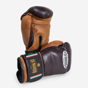 Guantes de boxeo Di Nardo con Velcro 12 Oz Borgoña-coñac-vintage 