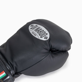 Guantes de boxeo Di Nardo con Velcro 12 Oz Negro-plata oscura 