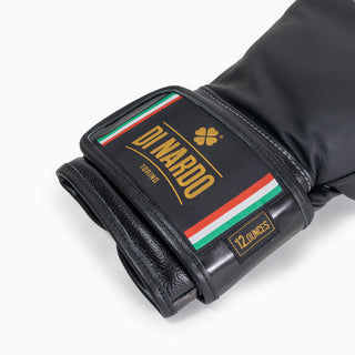 Guantes de boxeo Di Nardo con Velcro 12 Oz Negro-plata oscura 
