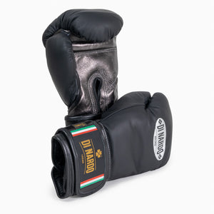 Guantes de boxeo Di Nardo con Velcro 12 Oz Negro-plata oscuro-Combat Arena