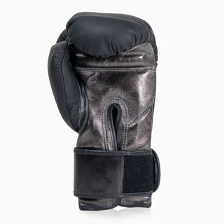Guantes de boxeo Di Nardo con Velcro 12 Oz Negro-plata oscura 