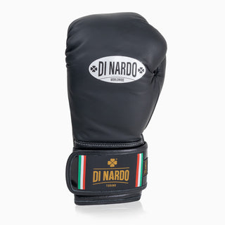 Guantes de boxeo Di Nardo con Velcro 12 Oz Negro-plata oscura 