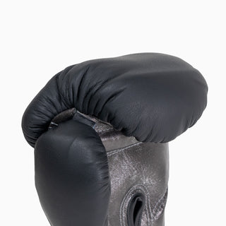 Guantes de boxeo Di Nardo con Velcro 12 Oz Negro-plata oscura 