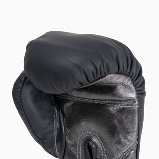 Guantes de boxeo Di Nardo con Velcro 12 Oz Negro-plata oscura 