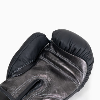 Guantes de boxeo Di Nardo con Velcro 12 Oz Negro-plata oscura 