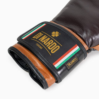 Guantes de boxeo Di Nardo con Velcro 14 Oz Borgoña-coñac 